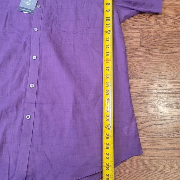 Van Heusen Men's Short sleeve Buttondown Classic fit/wrinkle free Sz L NWT - Picture 6 of 11